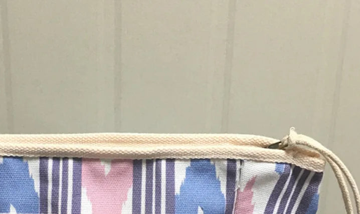 Women's Letter Printed Canvas Storage Small Bag Zipper Stripes Ladies Cosmetic