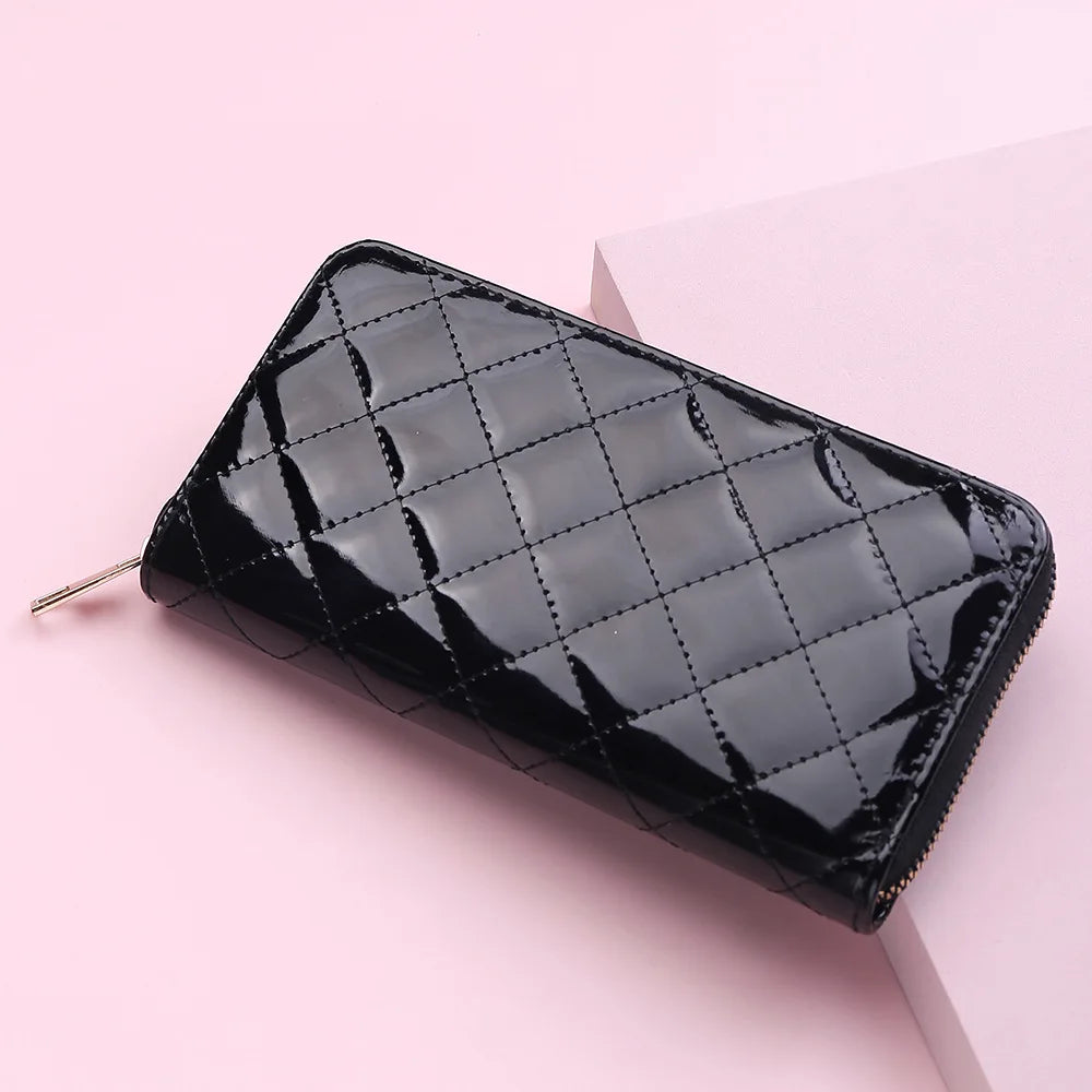 Women's Leather Zip Around Wallet Clutch Wristlet Travel Long Purse