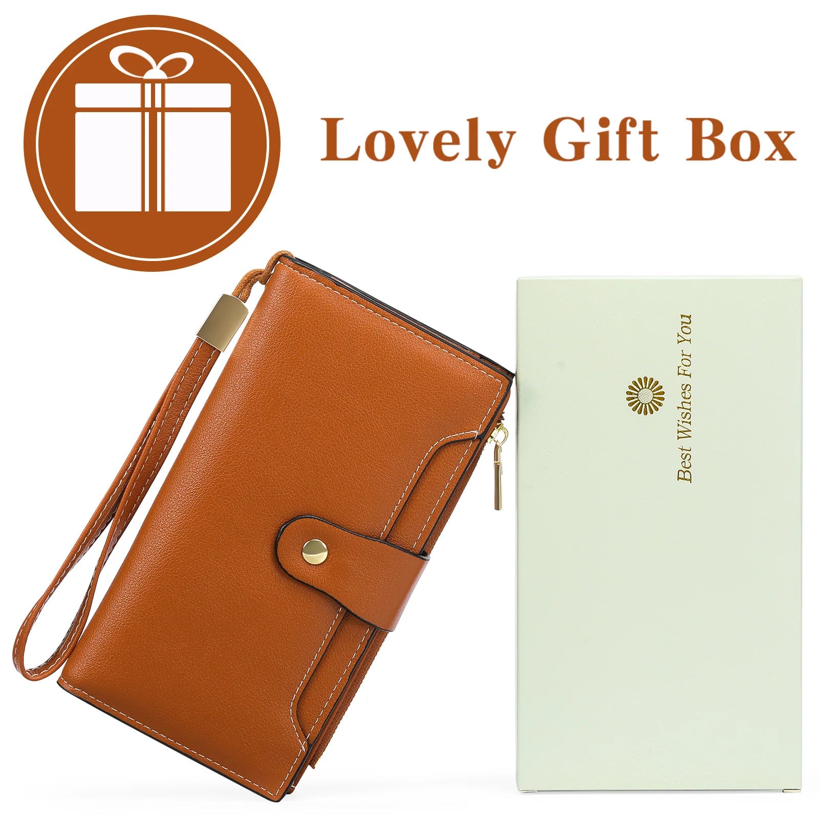 Women's Long Leather Clutch Purse Cellphone Bag Coin Wallet