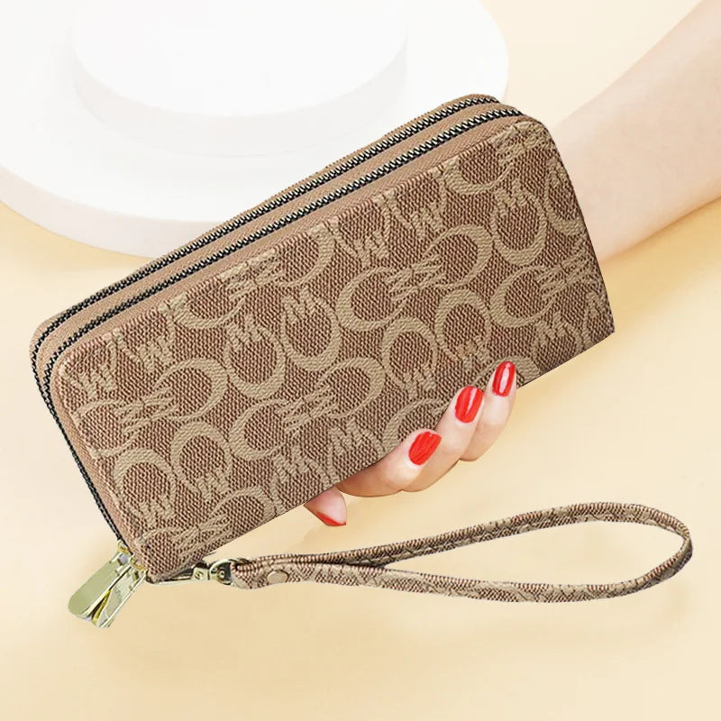 Women's Long Wallet Double Zipper Phone Bag Mother's Hand Bag