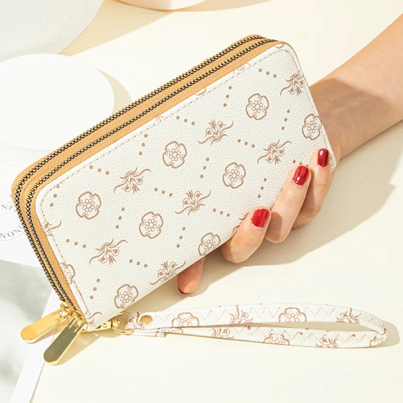 Women's Long Wallet Large Capacity Double Zipper Clutch Bag