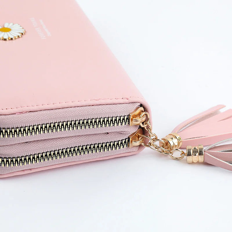 Women's Double Zipper Long Wallet Handbag