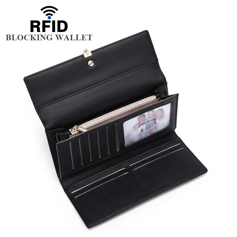 Women's Long Wallet RFID Style Wallet Pu Leaf Pendant wallet Baiyun