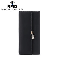 Women's Long Wallet RFID Style Wallet Pu Leaf Pendant wallet Baiyun