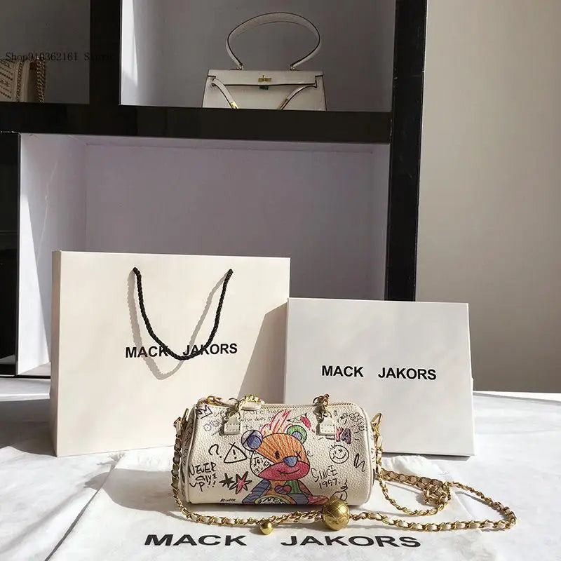Women's Bear Graffiti Shoulder Bag S Chain Mobile Phone Bag