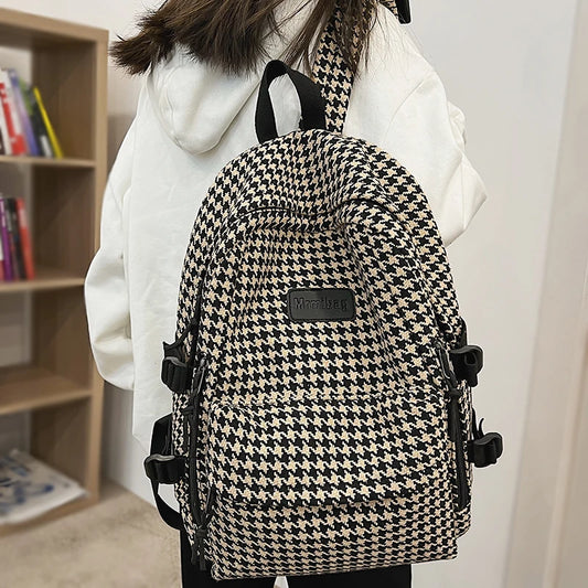 Women's Knit Backpack Ladies School Bag Large-capacity College Pattern