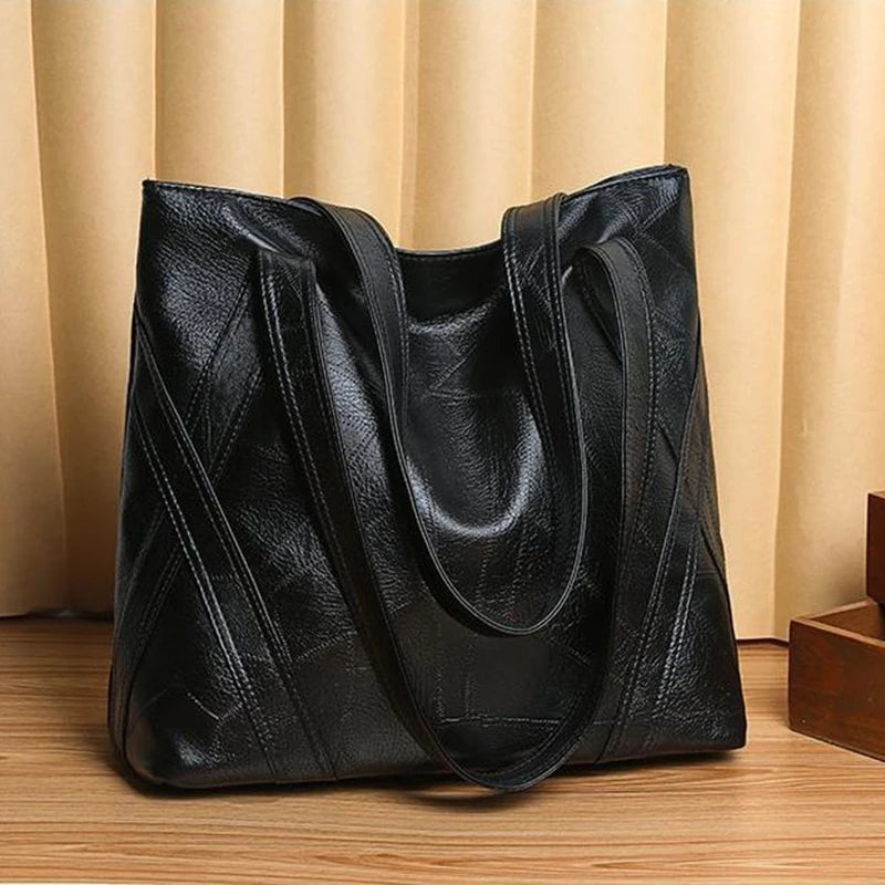 Women's Shoulder Bag Large Capacity Soft Pu Leather High Brown Casual Tote Bag
