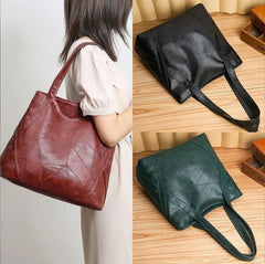 Women's Large Capacity Retro Soft Pu Leather Tote Bag