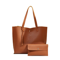 Women's PU Leather Handbag Tassel Bag Set