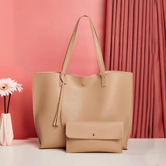 Women's PU Leather Handbag Tassel Bag Set