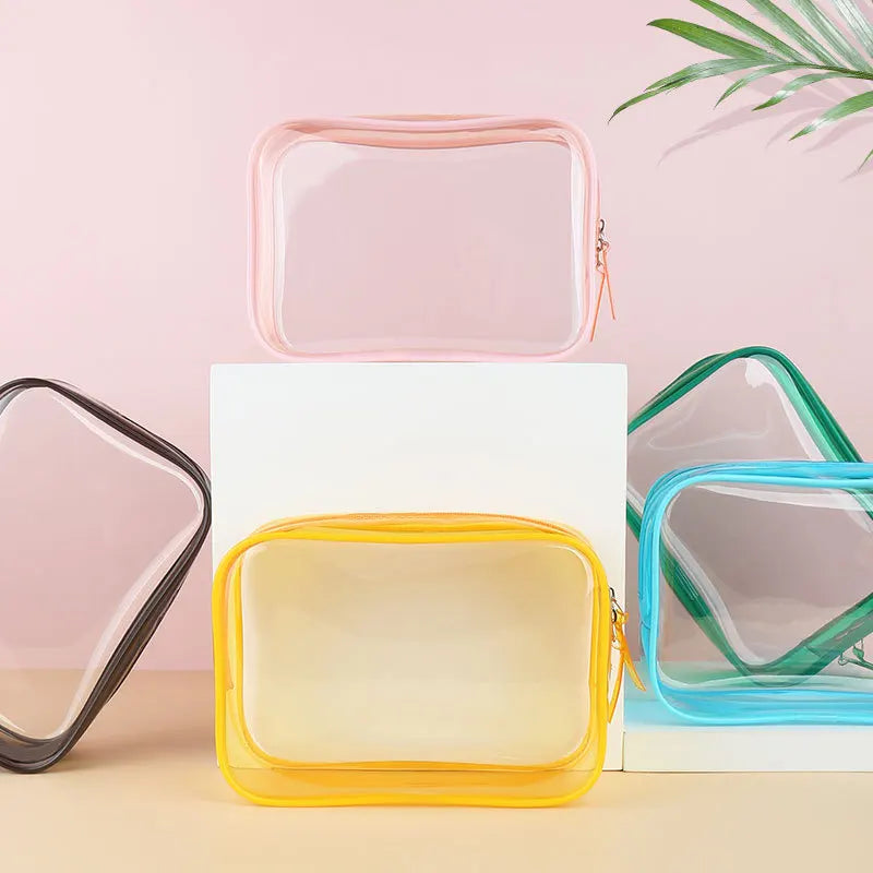 Women's Clear PVC Makeup Bag Travel Case Zipper Cosmetic Organizer Box