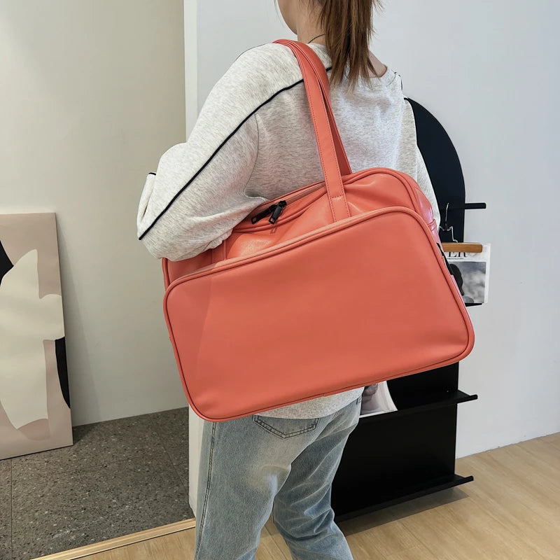 Women's Shoulder Crossbody PU Leather Travel Handbag with Big Pockets