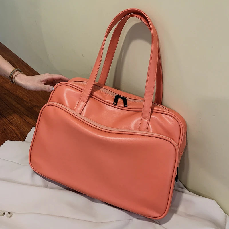 Women's Shoulder Crossbody PU Leather Travel Handbag with Big Pockets