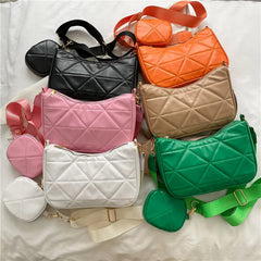 Women's Messenger Bag Rhombus Shoulder Bag Zipper Solid Square Bag