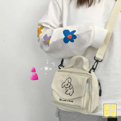 Women's Canvas Envelope Messenger Bag Sweet Cartoon Print Shoulder Bag