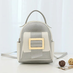 Women's Mini Contrast PU Leather Backpack Small School Bags
