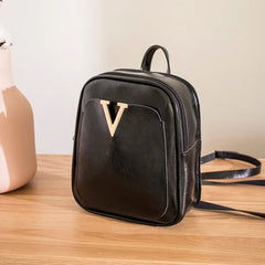 Women's Mini Backpack PU Leather V Letter Shoulder Bag