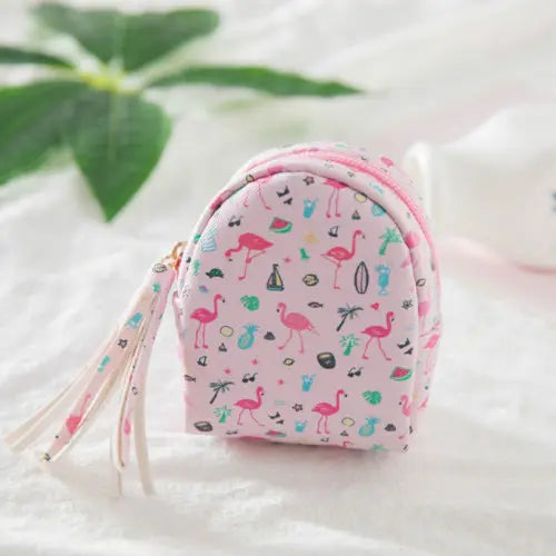 Women's Mini Coin Purse Pattern Stripe Lattice Dot Printing Zipper Closure
