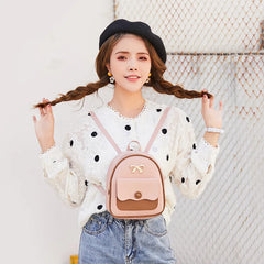 Mini PU Leather Backpack with Bow-Knot - Small School Bag for Girls