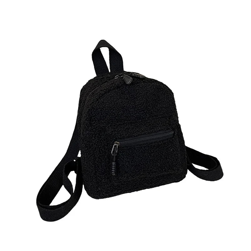 Women's Mini Plush Backpack Adjustable Shoulder Handbag
