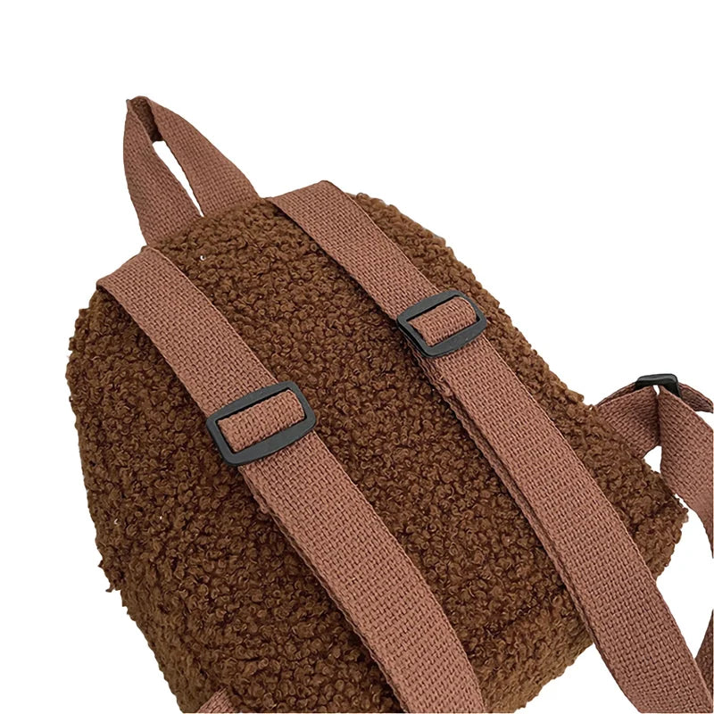 Women's Mini Plush Backpack Adjustable Shoulder Handbag