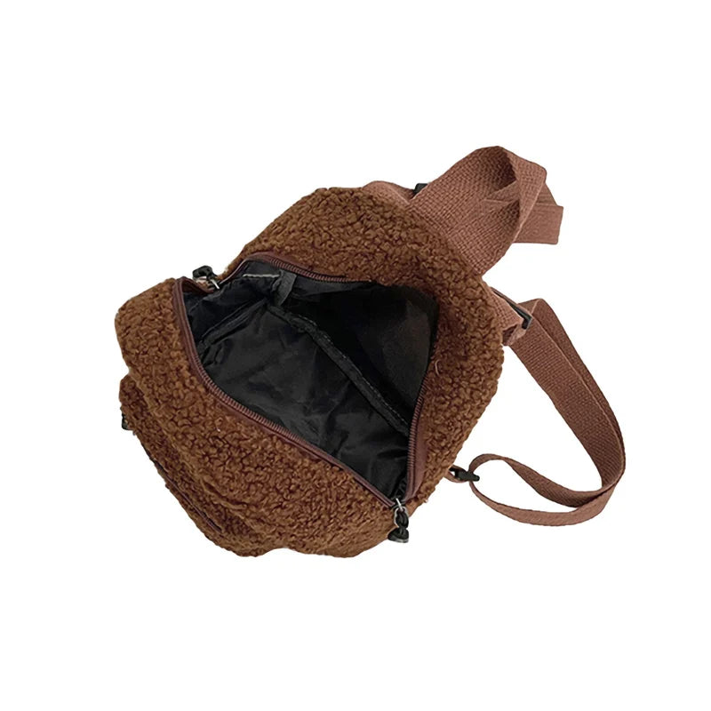 Women's Mini Plush Backpack Adjustable Shoulder Handbag