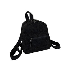 Plush Mini Backpack Adjustable Strap Double Zip Handbag