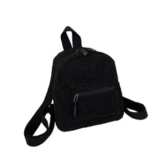 Women's Mini Plush Backpack Adjustable Shoulder Handbag
