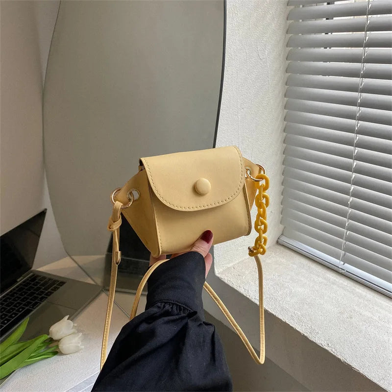 Mini Shoulder Bag Solid Crossbody Bags PU Leather Small Square Bag Handbags