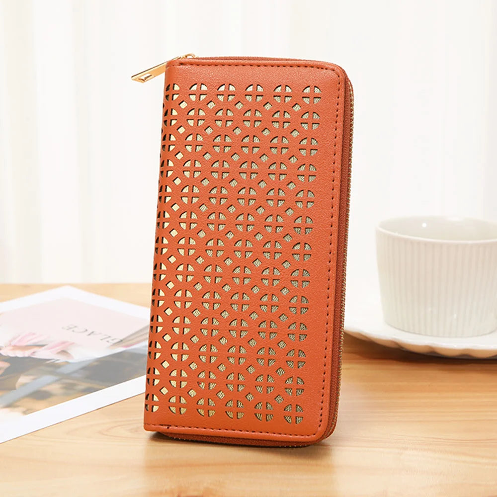 Women's Long Zipper Handbag Hollow Wallet