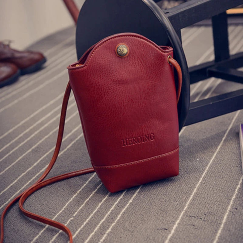 Women's Retro PU Leather Mobile Phone Bag Crossbody Handbag