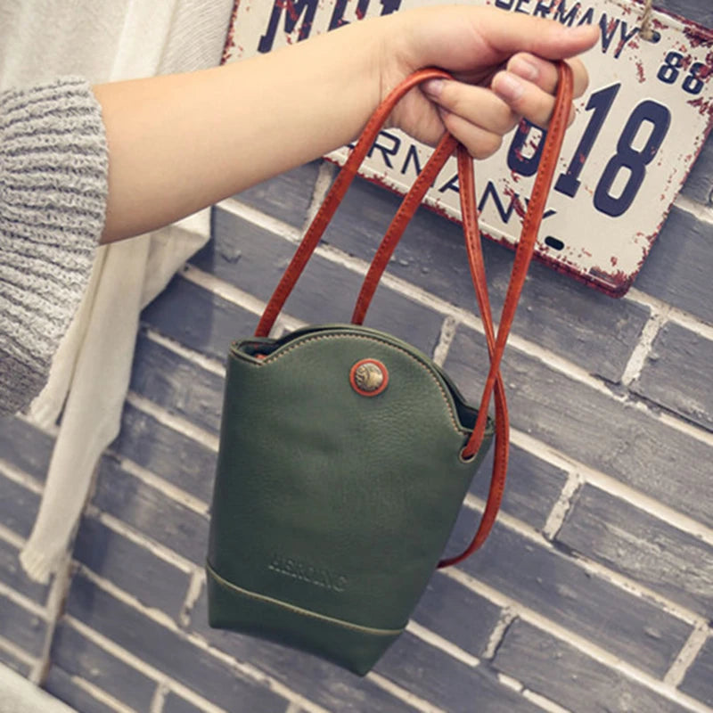 Women's Retro PU Leather Mobile Phone Bag Crossbody Handbag