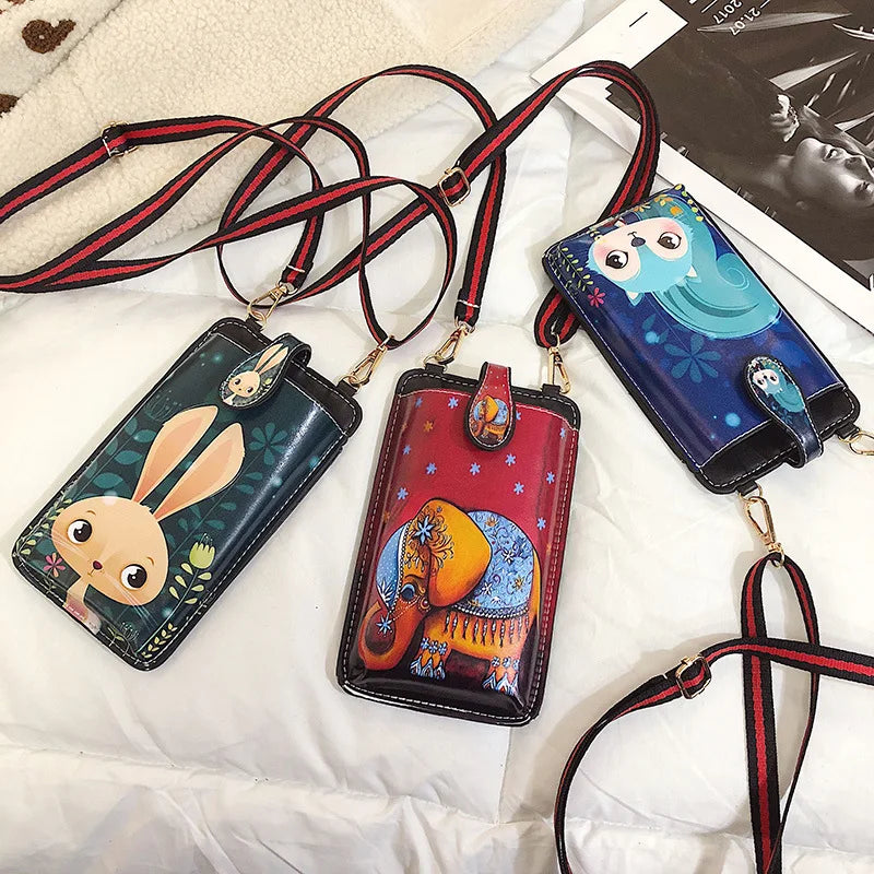Women's Mobile Phone Bag Cartoon Animal Messenger Bag