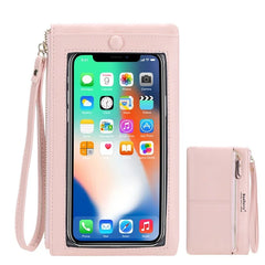 Zipper Clutch Leather Women's Wallet Touch Screen Mobile Phone Bag