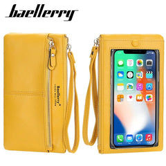 Zipper Clutch Leather Women's Wallet Touch Screen Mobile Phone Bag
