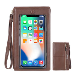 Zipper Clutch Leather Women's Wallet Touch Screen Mobile Phone Bag