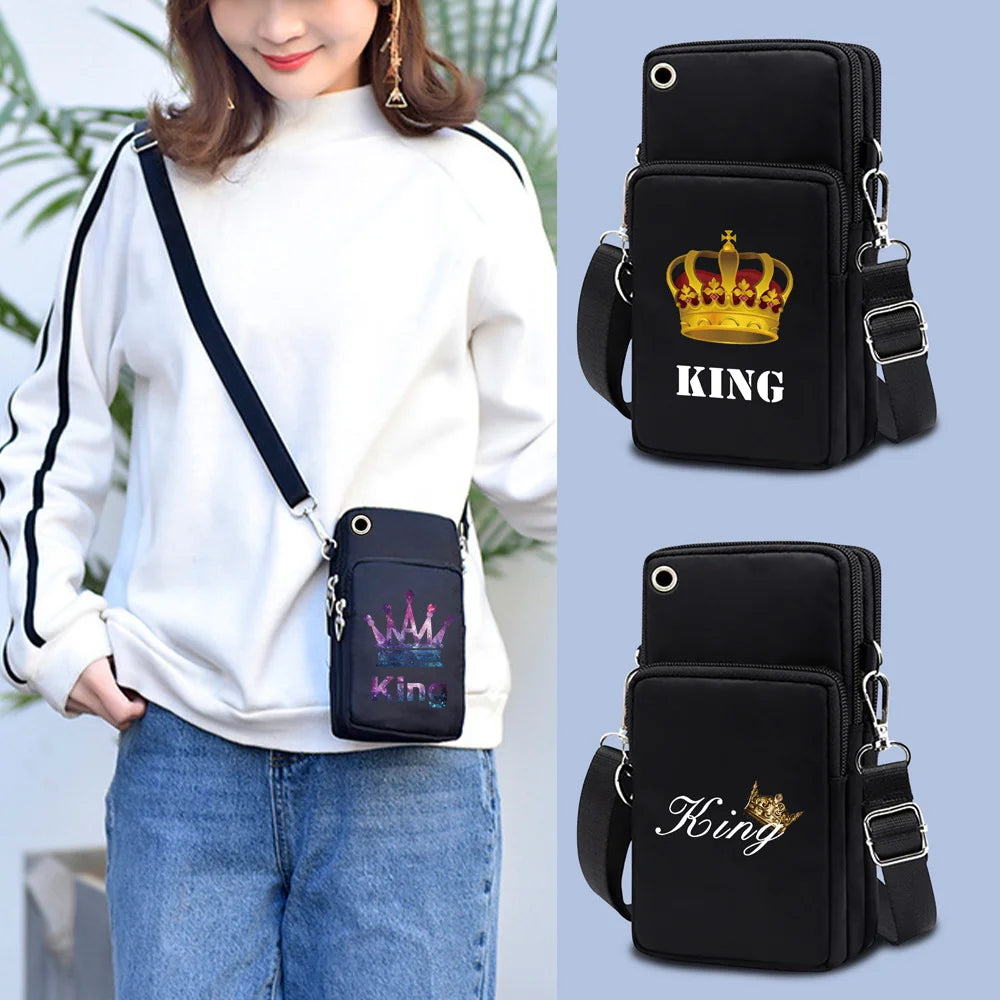 Women's Waterproof Shoulder Bag for IPhone 13, Xiaomi, King Print Wrist Bag