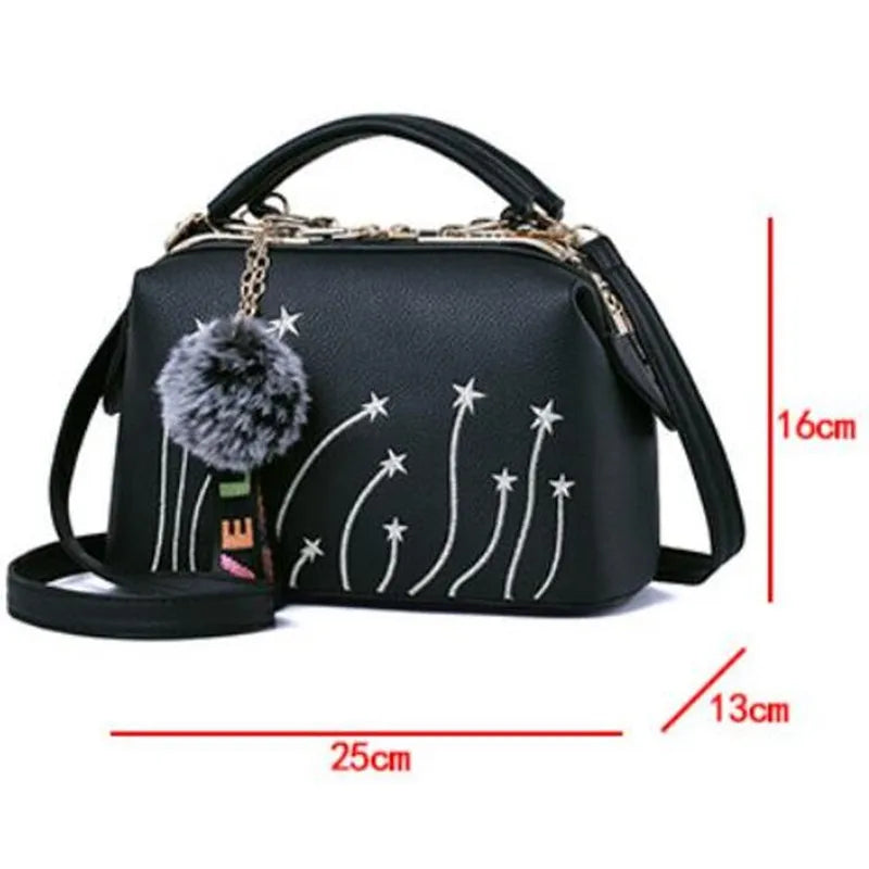 Women's Motorcycle Embroidery Crossbody Shoulder Bag 25X13X16cm