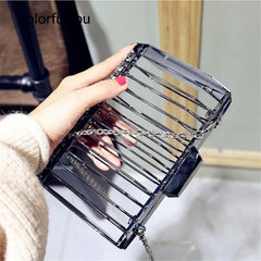 Metal Hollow Evening Handbags Golden Chain Clutch