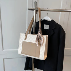 Large Capacity One Shoulder Handbag Stitch Contrast Tote Bag