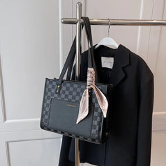 Large Capacity One Shoulder Handbag Stitch Contrast Tote Bag