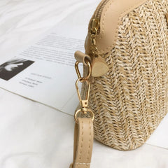 Women's Linen Straw Shell Fawn One Shoulder Bag