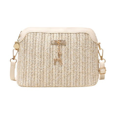 Women's Linen Straw Shell Fawn One Shoulder Bag