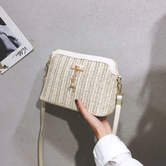 Women's Linen Straw Shell Fawn One Shoulder Bag