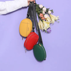 Women's Oval Chest Bag Round Waist Belt PU Handbag Multicolors