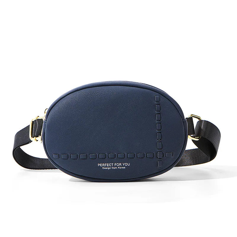 Women's Oval Chest Bag Round Waist Belt PU Handbag Multicolors