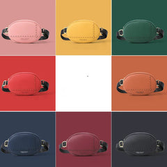 Women's Oval Chest Bag Round Waist Belt PU Handbag Multicolors