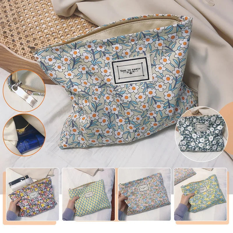Women's Plaid Print Cosmetic Bag Large Capacity Make Up Storage Beauty Cases