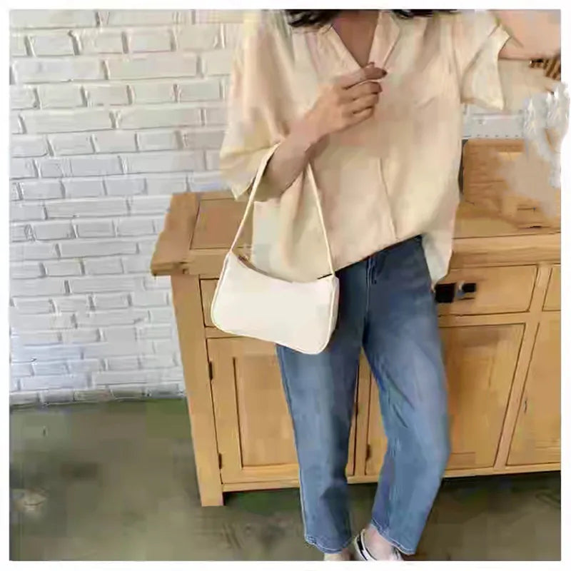 Women's Solid Retro Zipper Small Square Bag, Pu Top Handle Si