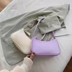 Women's Solid Retro Zipper Small Square Bag, Pu Top Handle Si
